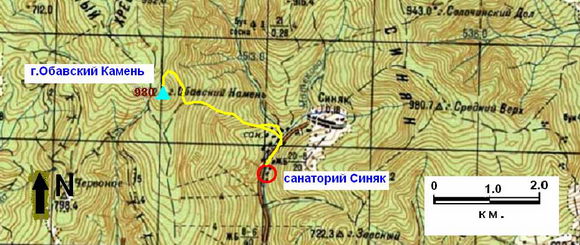 Карта Синяк - Обавский камень
